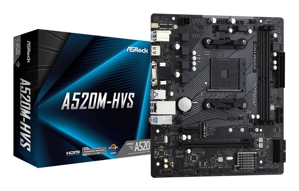 MB Asrock AM4 A520 HVS 2x DDR4 D-SUB HDMI M-ATX - Immagine 1 di 1