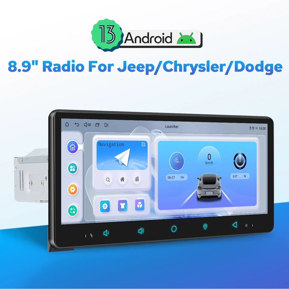 8 Core Android 13 Car Stereo 8.9 inch GPS Navi For Wrangler/Caravan/Town&Country - Image 1 of 4