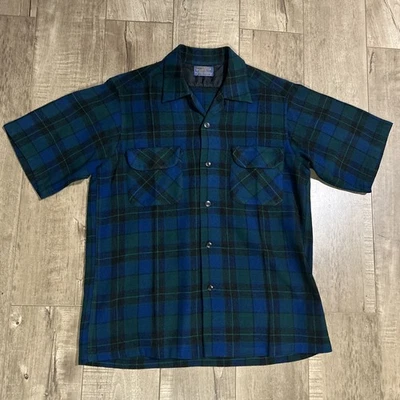 Vintage 1962 Surf Pendleton Short Sleeve Board Shirt Size M Green Blue - Image 1 of 4