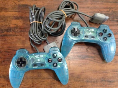 Hori Pad 2 PlayStation 1 2 PS1 PS2 Clear Blue Lot of 2 Controller SLPH 00104 - Image 1 of 4