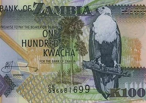 ZAMBIE billet neuf DE 100 kwacha Pick38e   BUFFLE CASCADE AIGLE 2005 - Picture 1 of 1