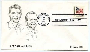 1981 Reagan und Bush von D Neary Einweihungstag Washington Brief - Bild 1 von 1