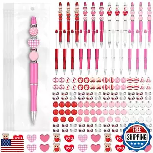 Zhanmai 197 Pcs Valentine‘s Day DIY Beadable Pens Kit 24 Plastic Ballpoint Pe - Picture 1 of 5