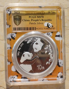 Moneda Panda Plata 30g China 2023 PCGS MS70 (Etiqueta Amarilla. Primer día de emisión) - Imagen 1 de 2