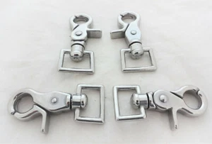 Stainless Steel Trigger Scissor Snaps Square Ends Swivel Horse Tack Lot of 4 New - Picture 1 of 1