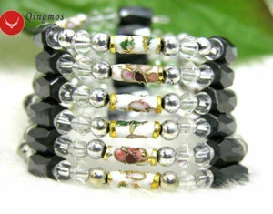 White Cloisonne Hematite Magnetic Beads Bracelet for Women Long Necklace 29" - Picture 1 of 5