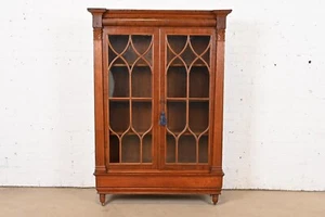 R. J. Horner Style Antique American Empire Carved Mahogany Bookcase Cabinet - Picture 1 of 11