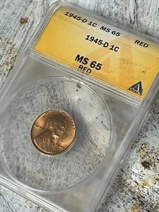 1945-D 1c Weizenpfennig rot ANACS MS65 - Bild 1 von 1
