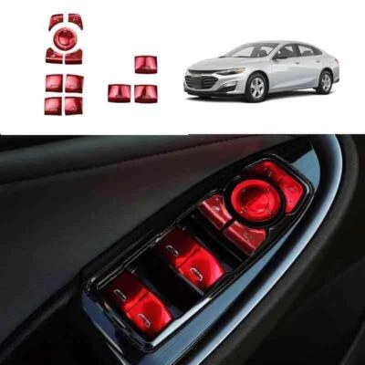 Pegatina de botón de panel de elevación de ventana de vidrio rojo DX para Chevrolet Malibu 2016-2023 Foto 1 de 4