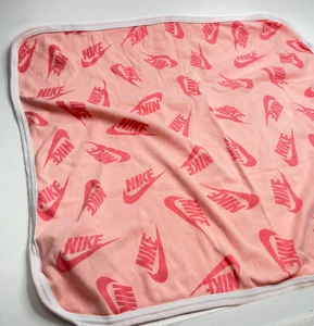 NIKE Baby Girl Blanket Pink & White Swoosh Logo Infant 0-6M 1-ply cotton - Picture 1 of 3