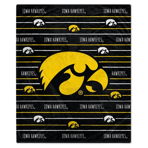Iowa Hawkeyes 60'' x 80'' Logo Stripe Flannel Fleece Blanket Cover