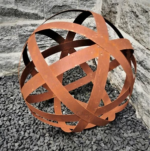 Dekokugel Geflecht 15 cm aus Cortenstahl Rost Geflechtkugel Streifenkugel - Bild 1 von 8