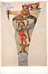 c.1920? sgd. Mucha Independence Samostatnost post card - Picture 1 of 2