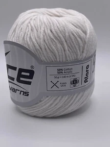 White Alara Yarn 27350 Ice Yarns DK Cotton Acrylic Bl 50gr 153yd Solid Color - Picture 1 of 6