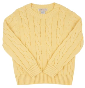 BEAUFORT BONNET COMPANY Cable-Knit Crewneck Sweater - Yellow - NWT Boys 8 - Picture 1 of 2