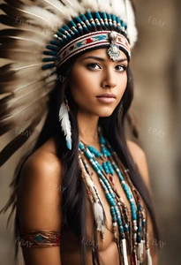 Foto de modelo de niña nativa americana con curvas arriesgada 13x19 póster impresión artística D1346 - Imagen 1 de 1