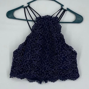 Reggiseno collo alto paillettes cuori junior taglia 11 blu navy argento pizzo zip posteriore - Foto 1 di 5