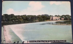 Chemung River Dam, Elmira, NY Postcard 1910 - Picture 1 of 2