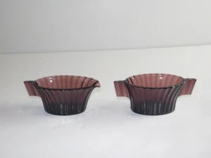 Haselnuss Atlas Amethyst Zuckermilchkännchen Set vertikale Rippe MCM Vintage lila Glas - Bild 1 von 8