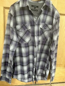 Dunnes Purple/Black/Grey Check Mens Shirt Medium Long Sleeved - Picture 1 of 2
