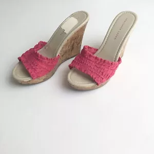 Hot Pink Ruched Y2K 2000s Platform High Heeled Slide On Open Toe Mules Women 8 - Picture 1 of 23