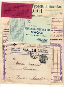 MAGGI PRODOTTI ALIMENTARI BRODI ETC..LOTTO FATTURA BUSTA E CARTOLINA DI VENDITA - Picture 1 of 3