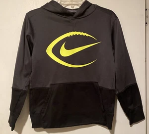 Nike Dri-Fit Hoodie Gray Black w/Yellow Football Boys Size L Warm Sports Logo - Picture 1 of 6