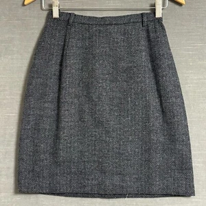 Vintage Eddie Bauer Rock 4 hoch grau Fischgrät Wolle Tweed Preppy Karriere Arbeit - Bild 1 von 10