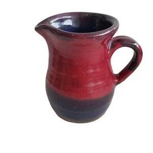 Peppertown Pottery Pitcher Red & Blue Mississippi RILEY 8/18/95 Vintage Signed - Picture 1 of 10