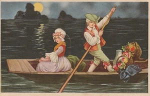 C3 - Cp Cartolina Ultra Illustrata Chiar Di Luna Vittoriana -  Fp Vg 1927 - Foto 1 di 2