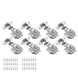 8 Pack 304 Door Cabinet Hinges 100 Degree Soft Closing Insert Overlay Nickel - Picture 1 of 7