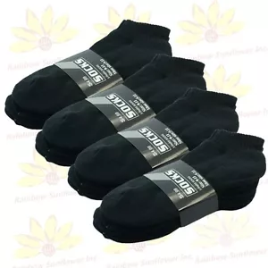 Black Men 3 Pairs Thick Cushioned Ankle Sport Socks Cotton Low Cut Size 9-11 - Picture 1 of 2