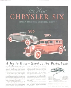 1931 PRINT AD Chrysler Six "70" Eight Imperial Eight Illustration Motorcar - Picture 1 of 1
