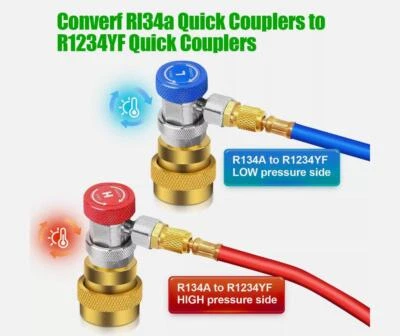 Kit de acopladores rápidos de conexión alta y baja adaptador: R134A a R1234YF Foto 1 de 4