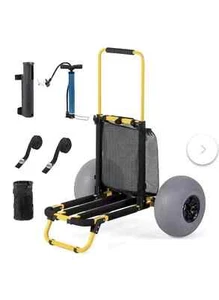 Bonnlo Beach Fishing Cart, Beach Wagon Trolley with 12" Balloon Wheels - Picture 1 of 6