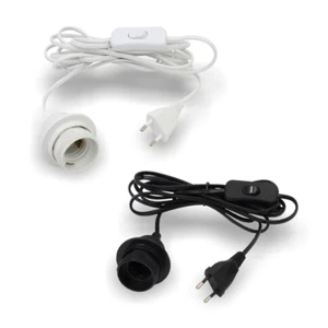 E27 Lampenfassung & Schraubring PVC Kabel mit Schalter | Weiss / Schwarz 3,5-5m - Bild 1 von 10