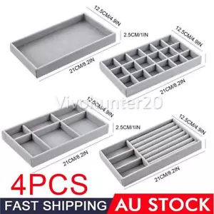 4x/set Jewellery Display Tray Velvet Storage Empty Box Showcase Organizer Holder - Picture 1 of 11