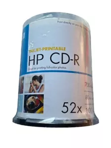 100 HP CD-R CDR mozzo a getto d'inchiostro bianco disco stampabile 700 MB scatola torte mandrino 80 minuti - Foto 1 di 5