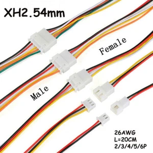 XH2.54mm Wire Cable Connector 2/3/4/5/6P Terminal 26AWG L=20CM Male/Female Plug - Picture 1 of 4