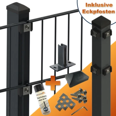 Doppelstabmattenzaun Zaunset Gittermattenzaun Stabmattenzaun zum aufschrauben 🚨 - Bild 1 von 4