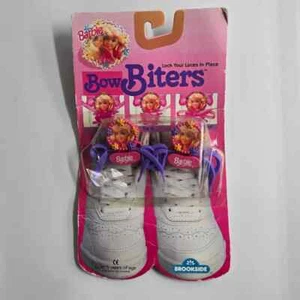 Vintage Brookside Barbie BOW BITERS Locking Shoe Laces NEW Pkg 1989 Retro Rare - Picture 1 of 6