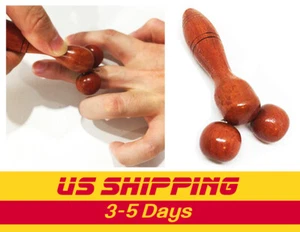 Trigger Finger Roller Syndrome Face Treatment Wood Massager Rosewood Thailand 4" - Picture 1 of 3