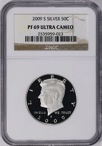 Medio dólar Kennedy 2009 S plata NGC PR 69 ULTRA CAMEO camafeo profundo - Imagen 1 de 3