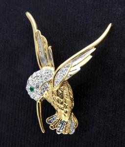 NEU KOLIBRI DURCHSICHTIGE SWAROVSKI KRISTALLE PIN BROSCHE - Bild 1 von 1