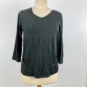 Habitat Dark Grey Top Soft Knit Tunic S Tee Shirt Low Pockets Cotton Rayon Poly - Picture 1 of 10