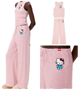 Hello Kitty Striped Tank Top & Trousers Pyjama Set UK 2XS-2XL - Picture 1 of 2