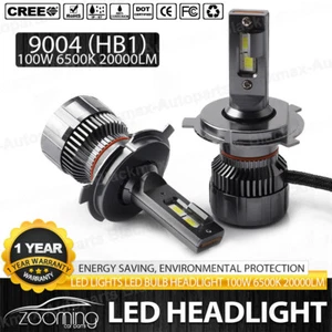 2Pcs 9004 HB1 LED Headlight Foglight High Low Beam Bulb 100W 20000LM 6000K White - Bild 1 von 13