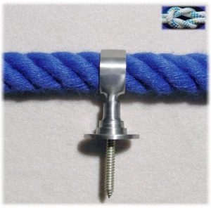 PORTACORDA 35mm ottone NICHEL OPACO portacorda da parete corda corrimano, corda per scale - Foto 1 di 2