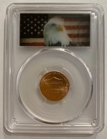PCGS special label "Action Vu" - Lenticular moving bald eagle 2017-P Shield cent Cover