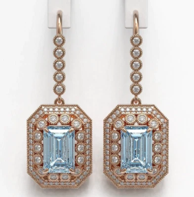 3.50ct Natural Round Diamond 14k Rose Gold Topaz Anniversary Valentin Earrings - Image 1 of 3
